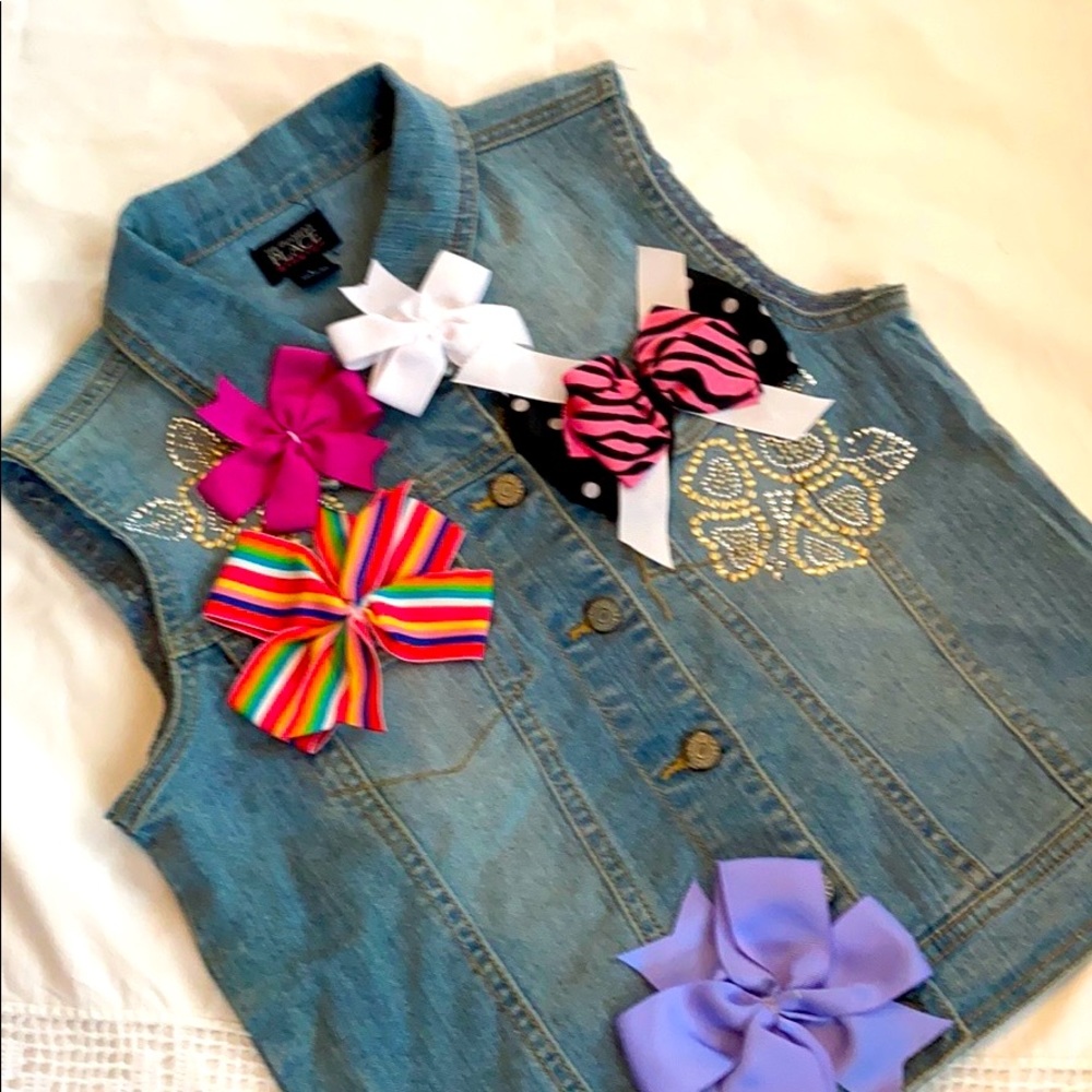 Girls Children’s Place Denim Vest w/Bows L 10/12